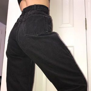 Vintage High Rise Black Denim with frayed bottoms by Lands End Direct Merchant